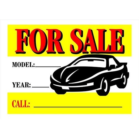 HILLMAN Hillman Group 842116 10 x 14 in. Yellow Automobile for Sale with Car Graphic Sign -  - Pack of 6 6 Piece 842116